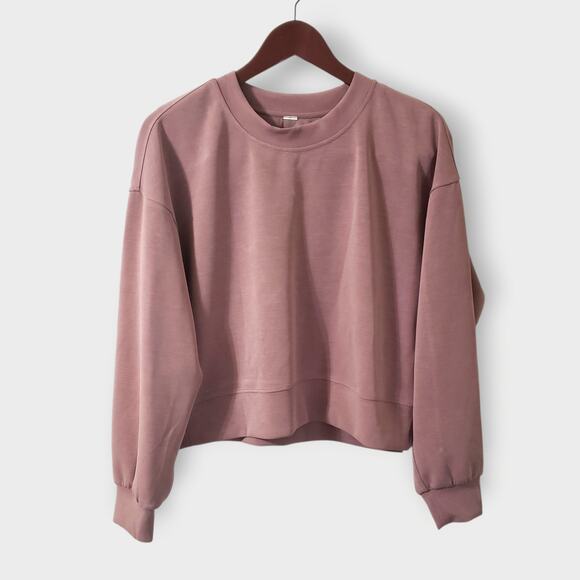 Lululemon Softstreme Perfectly Oversized Cropped Crew Mauve Pink Sz 4 LW3GL95 - Picture 1 of 10